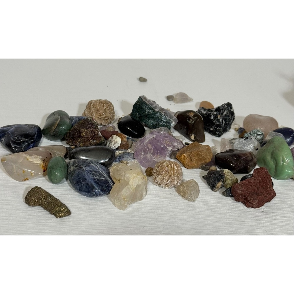 Assorted Natural Gemstones and Minerals Mixed Lot Amethyst Sodalite Desert Rose